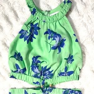 Likely Green and Blue Hawaiian Print Karrica Cutout Maxi Dress